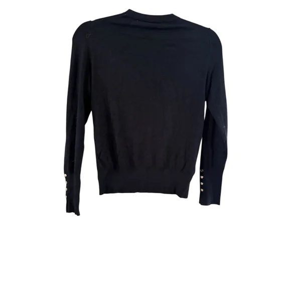 Women's Zara Black Gold Button Crew Neck Sweater M - Picture 3 of 8